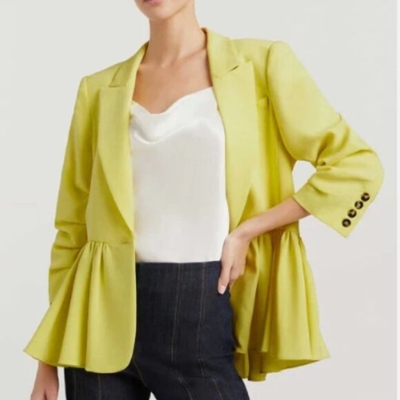 CINQ À SEPT Kourtney Ruffled Blazer Yuzu Size 8 - nwt - Picture 1 of 7